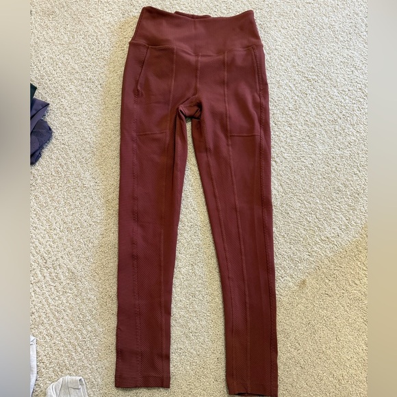 NWOT Free People Movement Ruffle Me Up Leggings Brown Nutmeg size XS - Picture 3 of 6